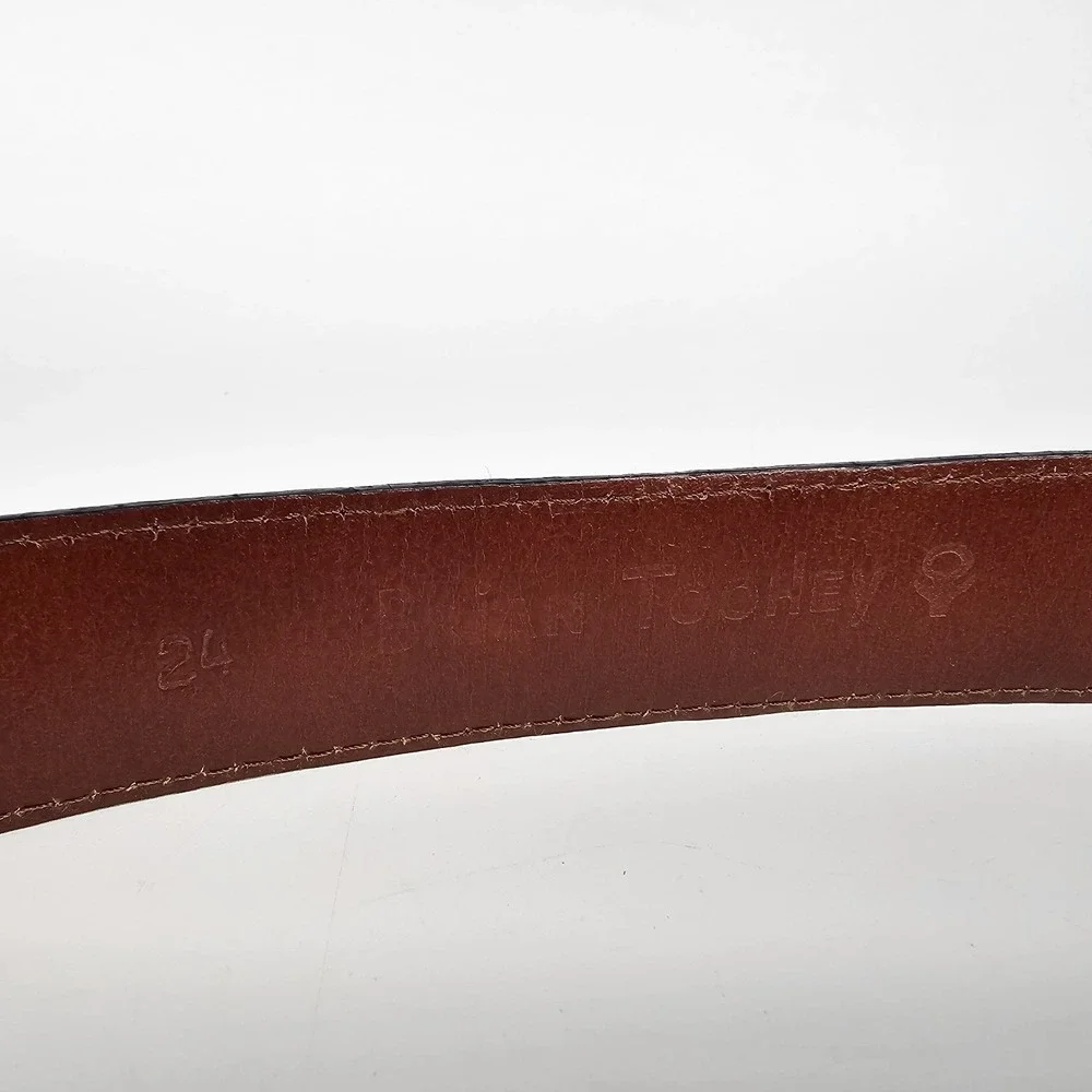 Brian Toohey Leather Belt 42 Black & Silver Hardware Croc Embossed Made In USA